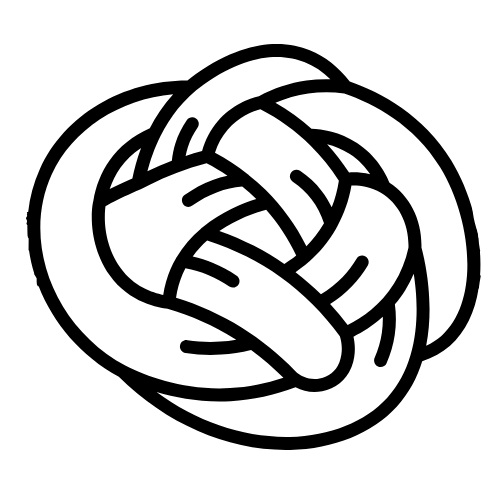 Intricate black and white knot logo for KnotPillowBall.com